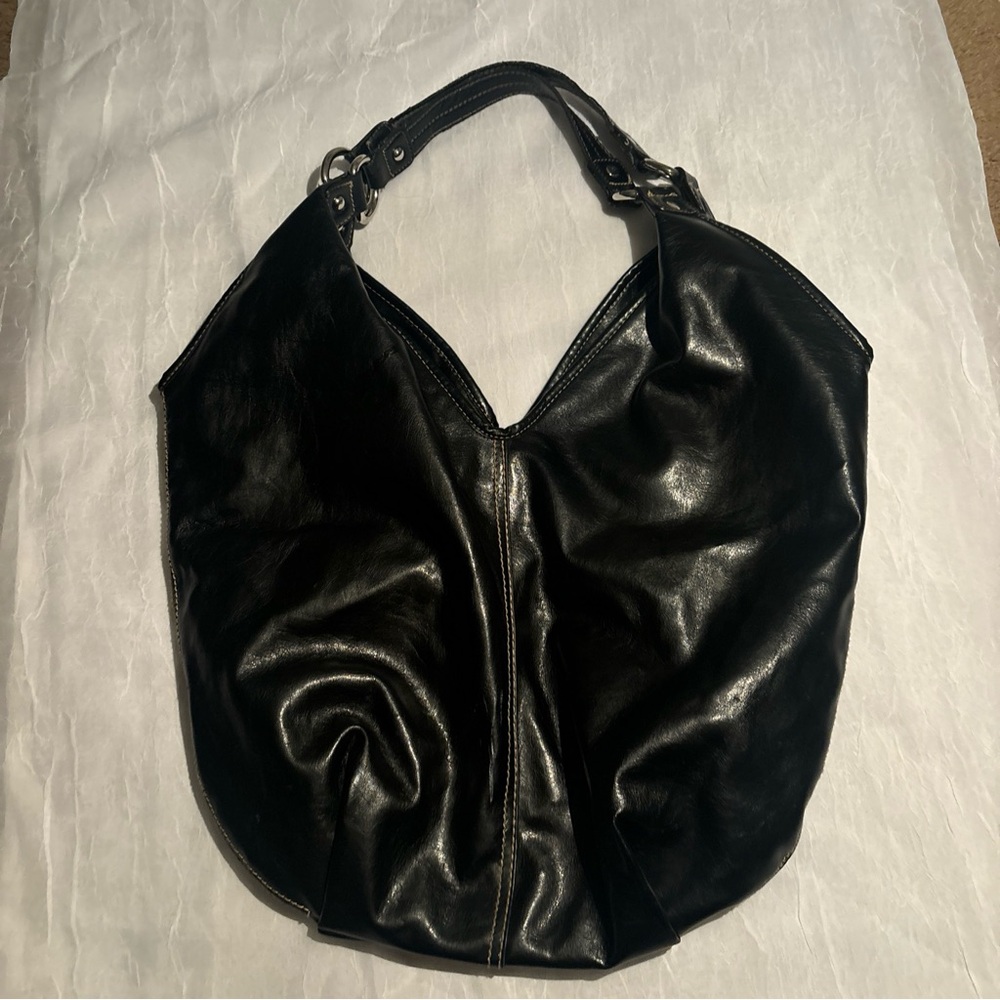 Chic Black Leather Hobo Bag